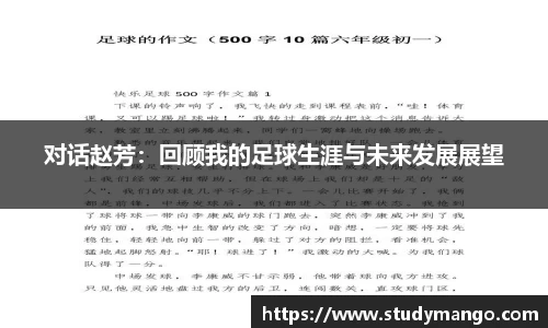 对话赵芳：回顾我的足球生涯与未来发展展望