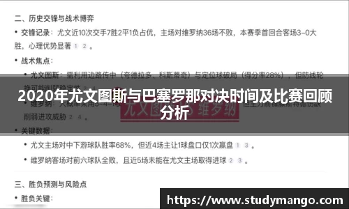 2020年尤文图斯与巴塞罗那对决时间及比赛回顾分析